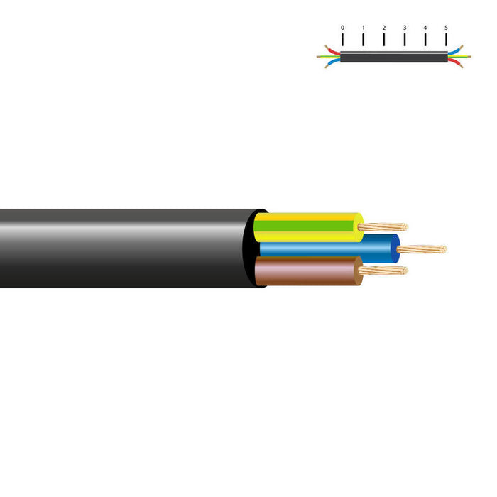 Pack De 100 Metros - Manguera Acrilica 3x2,5mm Negra Euro/Mts