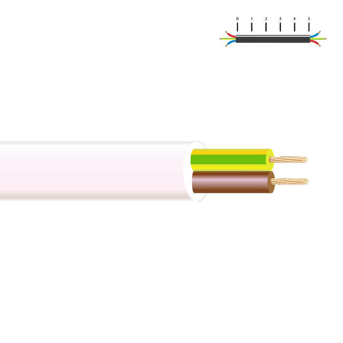 Pack De 100 Metros - Manguera Tubular H 05 Vv-F 2x1,5mm Blanca Euro/Mts