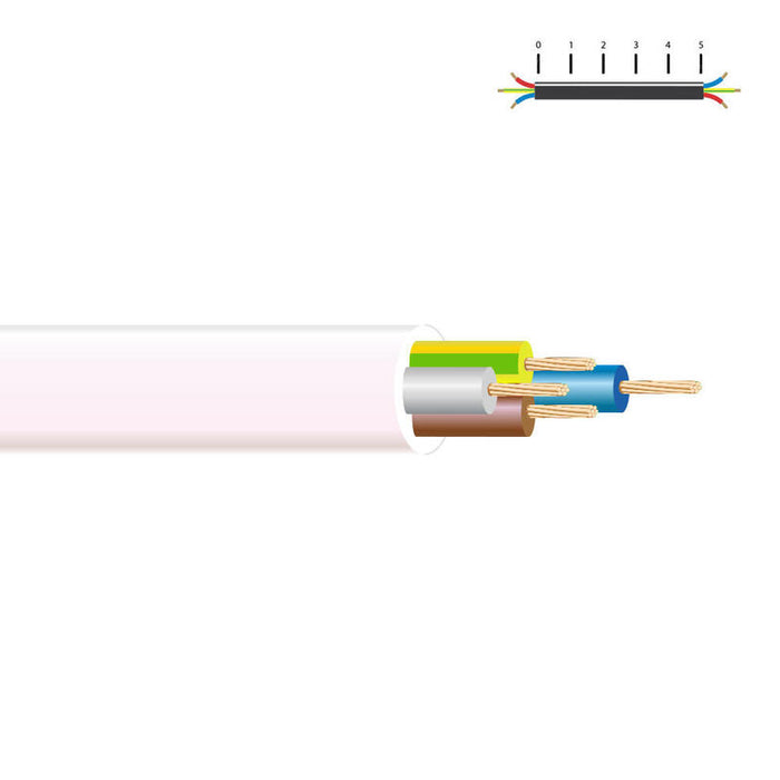 Pack De 100 Metros - Manguera Tubular H 05 Vv-F 4x1,5mm Blanca Euro/Mts