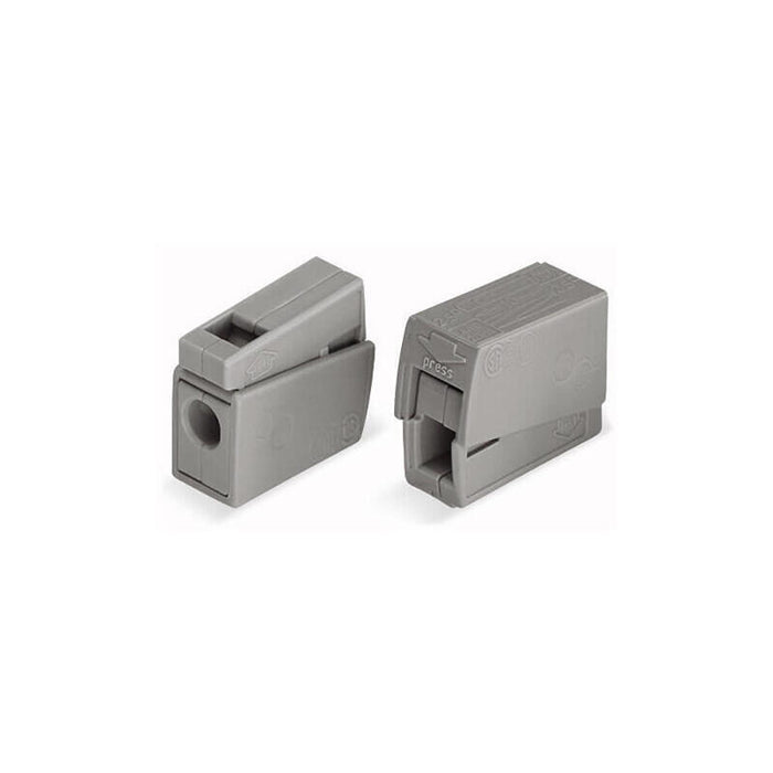Pack De 100 Unidades - Conector Rápido En Linea Presilla 2 Vias, 1 Rígido + 1 Rígido, Semirígido O Flexible; Ø Máximo 2,5 Mm², Gris