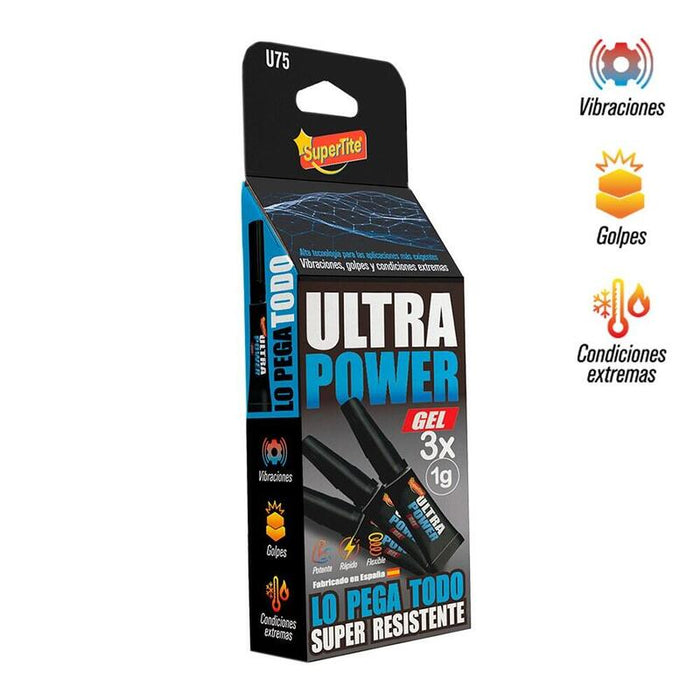 Pack De 12 Unidades - Adhesivo Instantáneo Gel Ultra Power, Blister 3 X 1 G