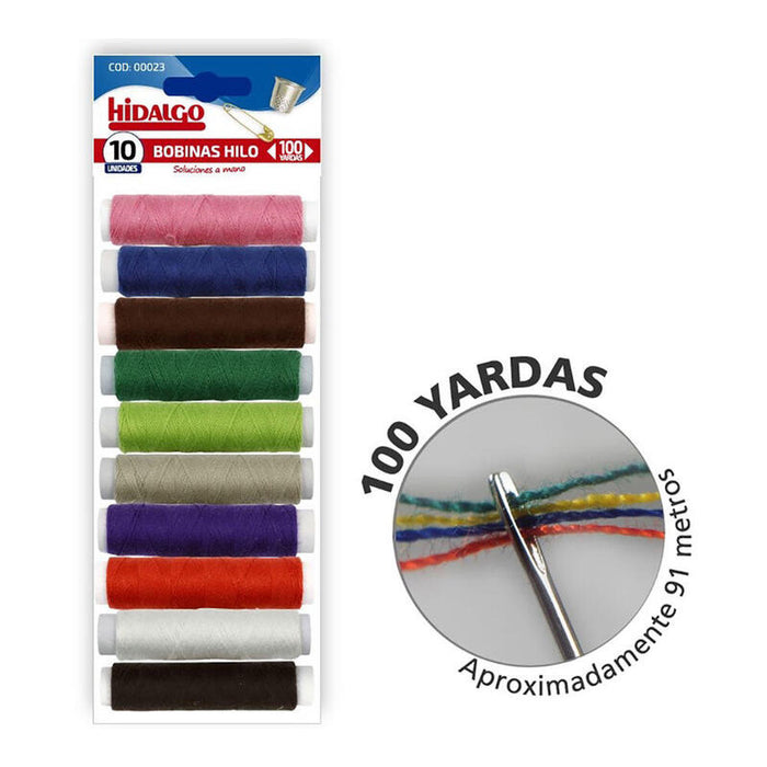 Pack De 12 Unidades - Bolsa 10 Bobinas Hilo 100 Yds. Hidalgo