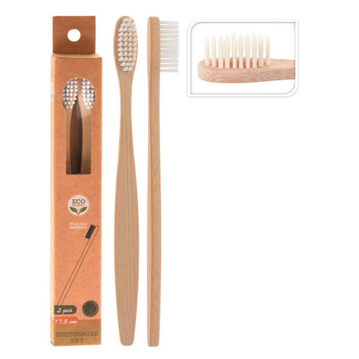 Pack De 12 Unidades - Cepillo Dientes Cuerpo Bambu Cerdas Nylon 2 Uds