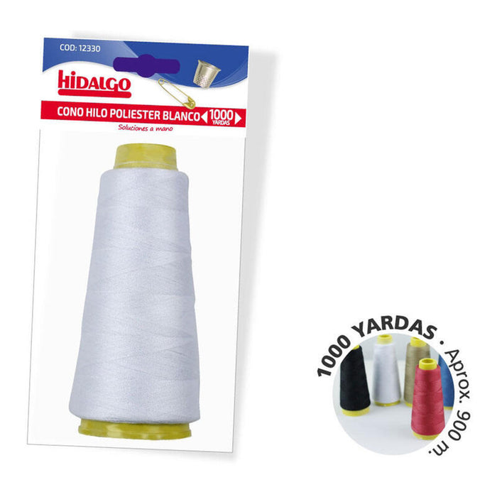 Pack De 12 Unidades - Cono Hilo Poliester 1000 Yd Blanco Hidalgo