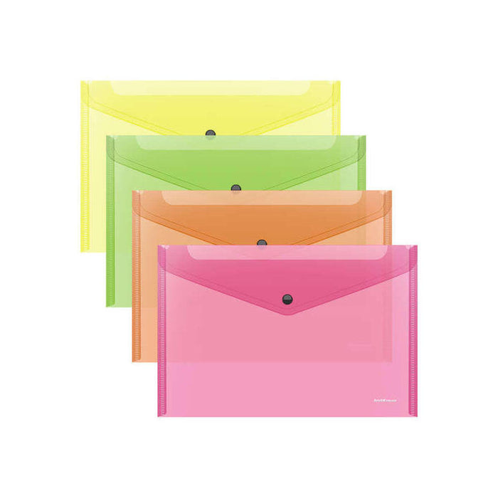 Pack De 12 Unidades Erichkrause Sobres Glossy Neon - Tamaã±O Ð4 - Semitransparente - Surtido De Colores - Surtido