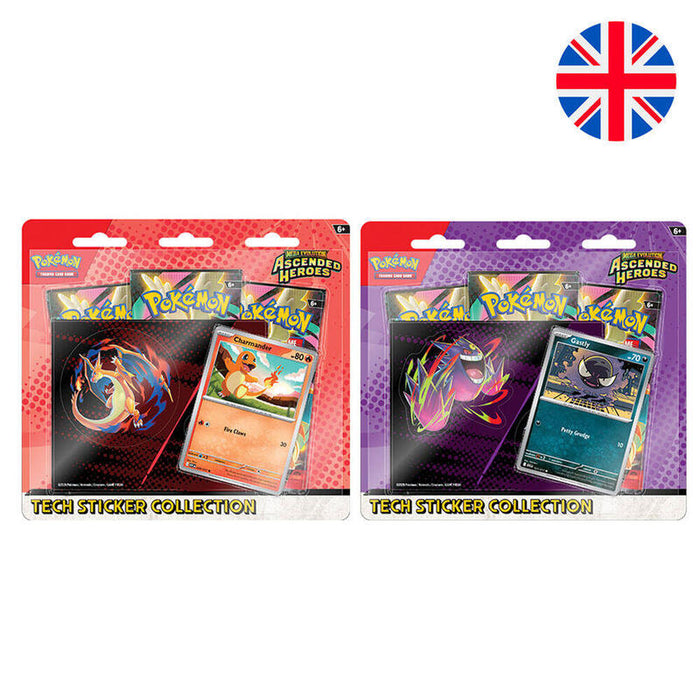 Pack De 12 Unidades - Juego Cartas Coleccionables Tech Sticker Heroes Ascendentes Pokemon Ingles Surtido