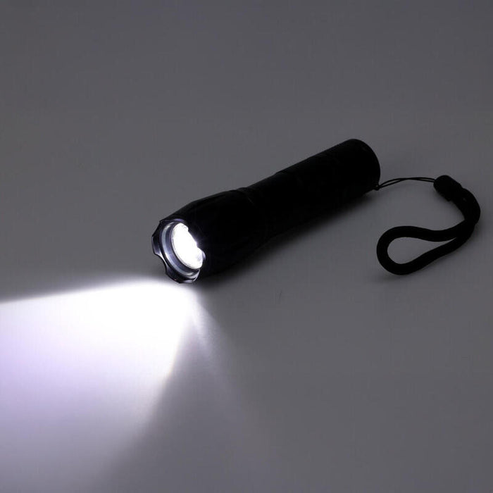 Pack De 12 Unidades - Linterna Led Aluminio 12,5 Cm, Con Zoom, 3 X Aaa (No Incluidas), Negra, 125 X 30 X 30 Mm