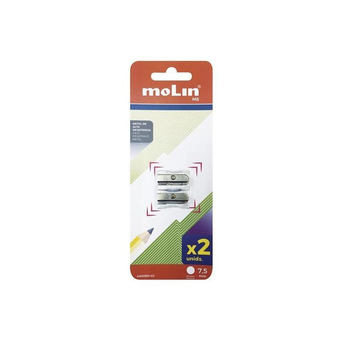 Pack De 12 Unidades Molin Afilalápices 1 Agujero Metal Blister 2u
