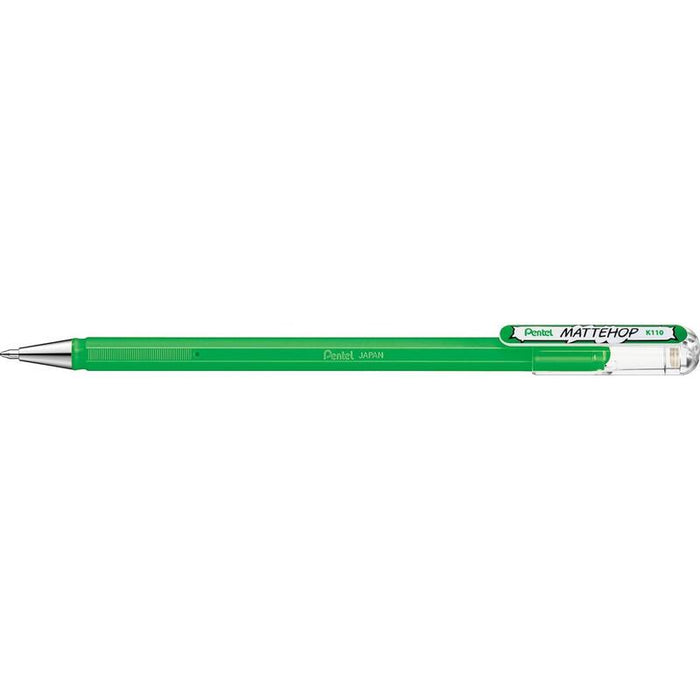 Pack De 12 Unidades Pentel Mattehop Boligrafo De Bola - Punta 1mm - Trazo 0.5mm - Tinta De Gel Opaca - Fabricado Con