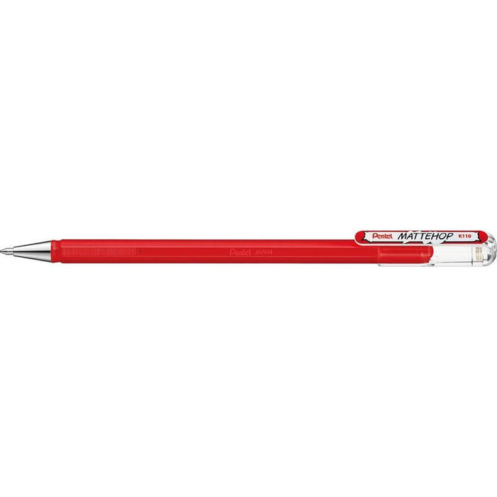 Pack De 12 Unidades Pentel Mattehop Boligrafo De Bola - Punta 1mm - Trazo 0.5mm - Tinta De Gel Opaca - Fabricado Con