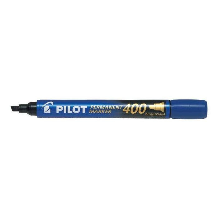 Pack De 12 Unidades Pilot Rotulador Permanente 400 - Punta Biselada 4,5mm - Trazo 4mm - Azul