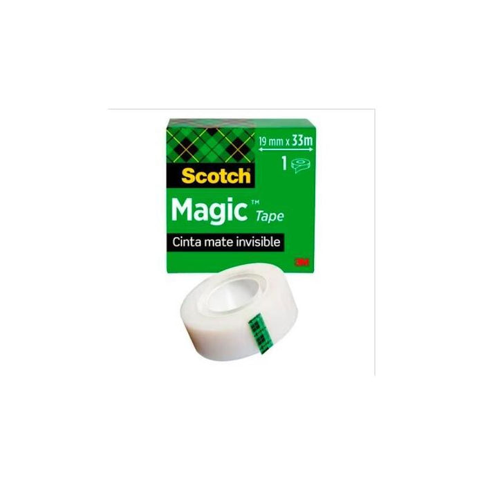 Pack De 12 Unidades Scotch Magic Cinta Adhesiva Invisible Rollo 19mm X 33mm Caja Individual