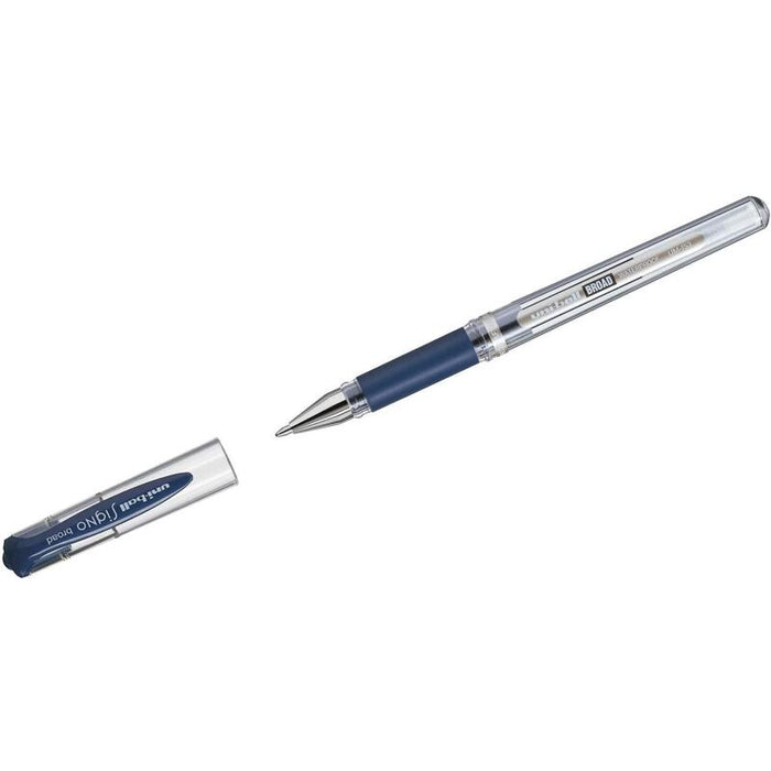 Pack De 12 Unidades Uni-Ball Signo Broad Boligrafo De Gel - Punta De Acero Inoxidable 1 Mm. - Trazo 0.60 Mm. Aprox. - Tinta Gel - Sujecion De Caucho - Color Azul Oscuro - Caja De 12 Ud