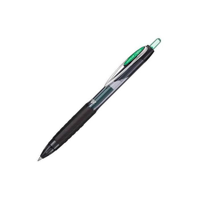 Pack De 12 Unidades Uniball Bolígrafo Roller Signo Umn-207e Retráctil 0.7 Tinta De Gel Verde
