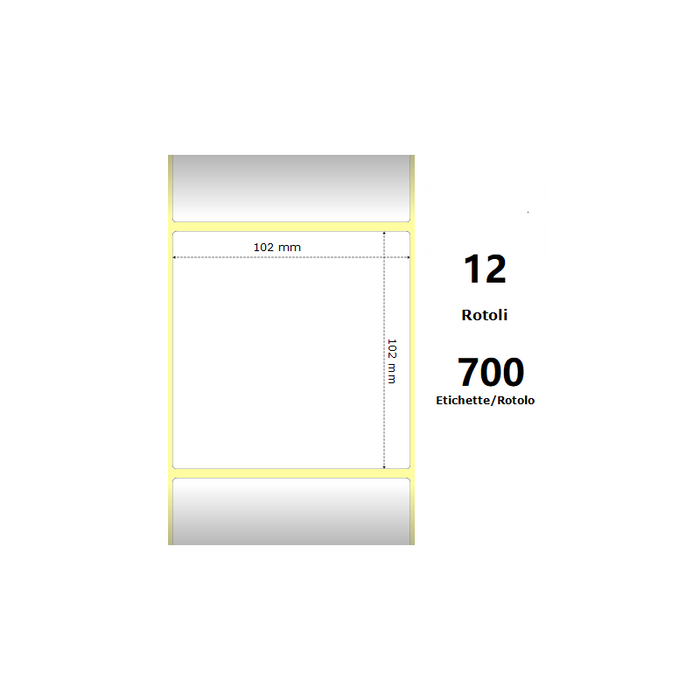 Pack De 12 Unidades White 102x102mm 700 Et/Rotolo Z-1000d 4x4x1 Core 12 Rolls