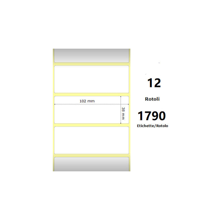 Pack De 12 Unidades White 102x38mm,1790 Et/Rotolo Z-1000d, 4x1.5x1core, 12 Rolls