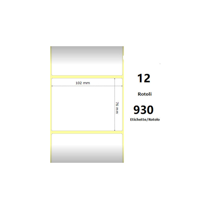 Pack De 12 Unidades White 102x76mm 930 Et/Rotolo Z-2000d 4x3x1 Core 12 Rolls