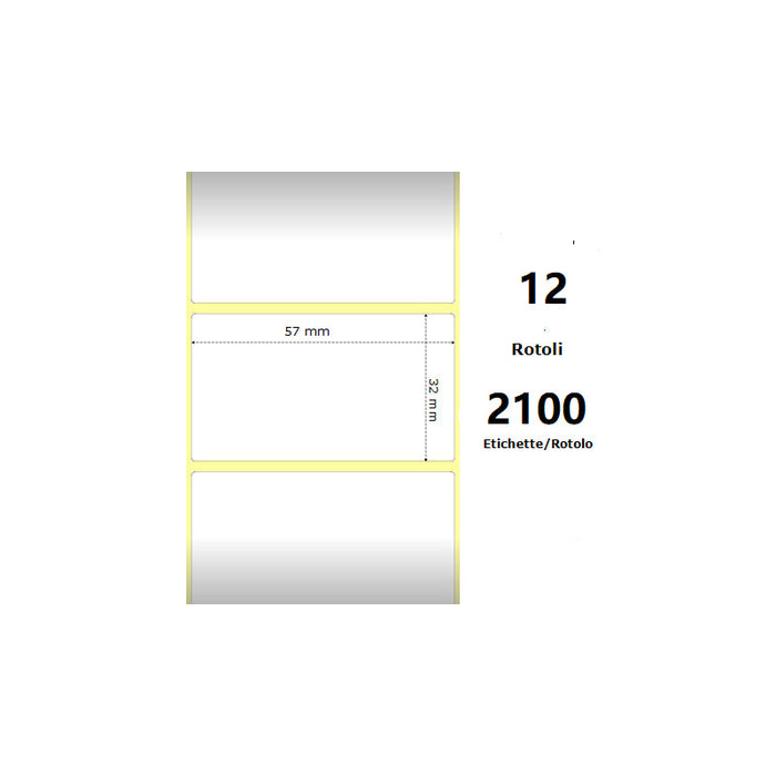 Pack De 12 Unidades White 57x32mm 2100et/Rotolo Z-2000d 2.2x1.3x1core 12 Rolls