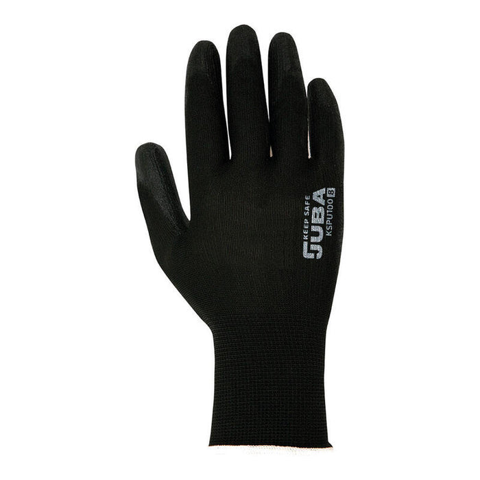 Pack De 120 Unidades - Guante Poliéster Con Palma Poliuretano, Keep Safe®, Negro, T-10
