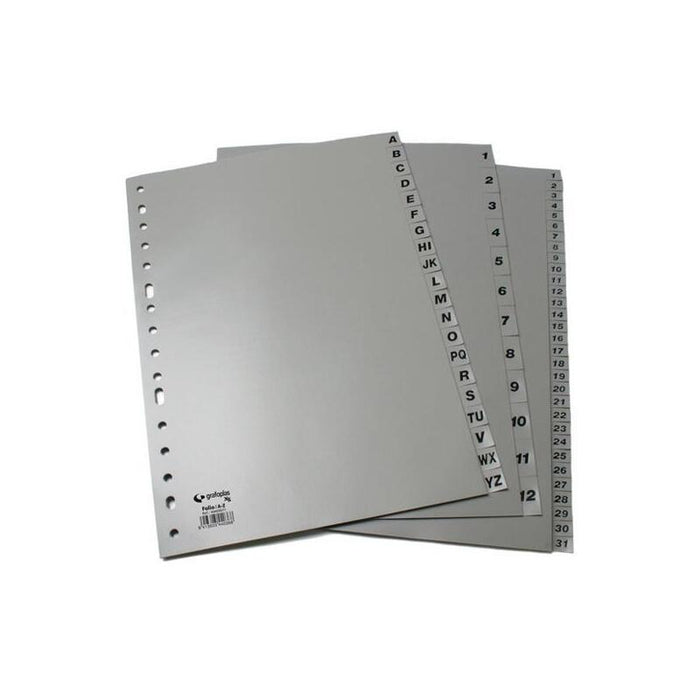 Pack De 16 Unidades Grafoplás Juego De Abecedario Folio 16 Taladros Pp Opaco Gris