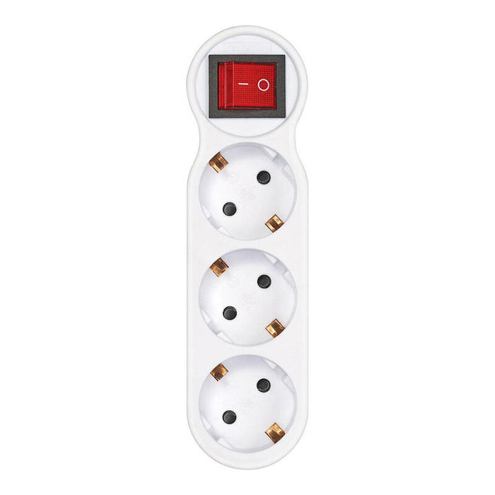 Pack De 2 Unidades - Adaptador 3 Tomas Schuko Frontal Con Interruptor, 16 A 250 V~, Blanco