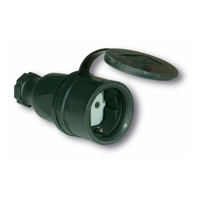 Pack De 2 Unidades - Base Aérea Goma Schuko 2p+T 16a 250v~, Con Tapa, Ip44, Negra, Retractilada