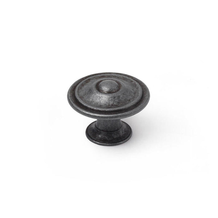 Pack De 2 Unidades - Blister Con 4 Pomos Redondos Para Mueble Fabricado En Zamak Acabado Plata Vieja Mod. 3110 Ø35mm Rei