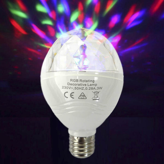 Pack De 2 Unidades - Bombilla Discoteca Led Rgb E27 3w Multicolor Con Rotacion 360° Ø8x13cm Edm