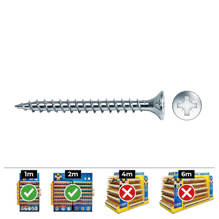 Pack De 2 Unidades - Caja 200 Unid. Tornillo Madera Avellanado Pozi Din/Ref Vlox Ø3,5x30mm Zincado+Lubr. Celo