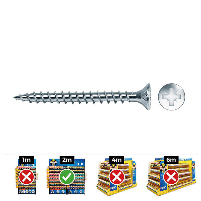 Pack De 2 Unidades - Caja 200 Unid. Tornillo Madera Avellanado Pozi Din/Ref Vlox Ø4x20mm Zincado+Lubr. Celo