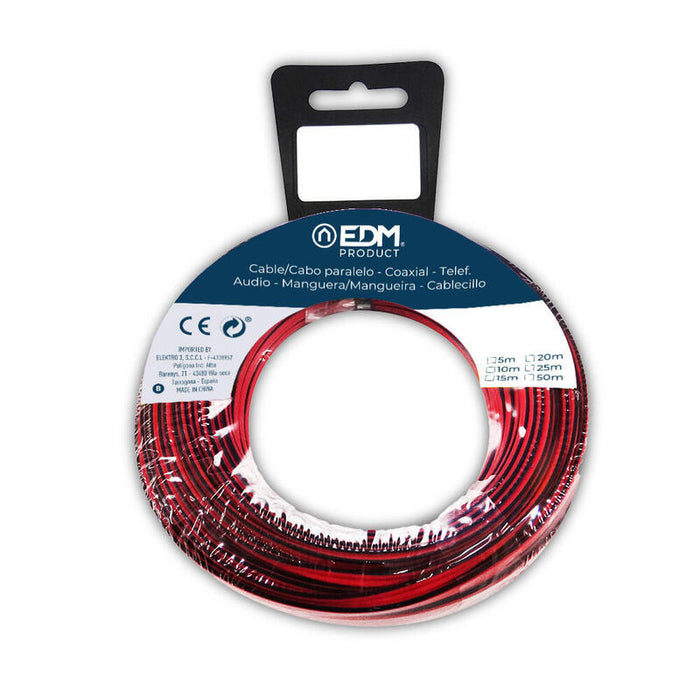 Pack De 2 Unidades - Carrete Cable Paralelo 2x0,75mm Rojo/Negro 5m (Audio)
