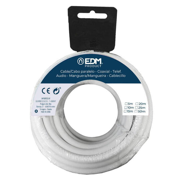 Pack De 2 Unidades - Carrete Cable Paralelo 2x1mm Blanco 5m (Audio)