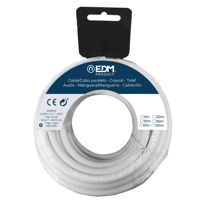 Pack De 2 Unidades - Carrete Manguera Plana Blanca 3x1,5mm 5m (Audio)