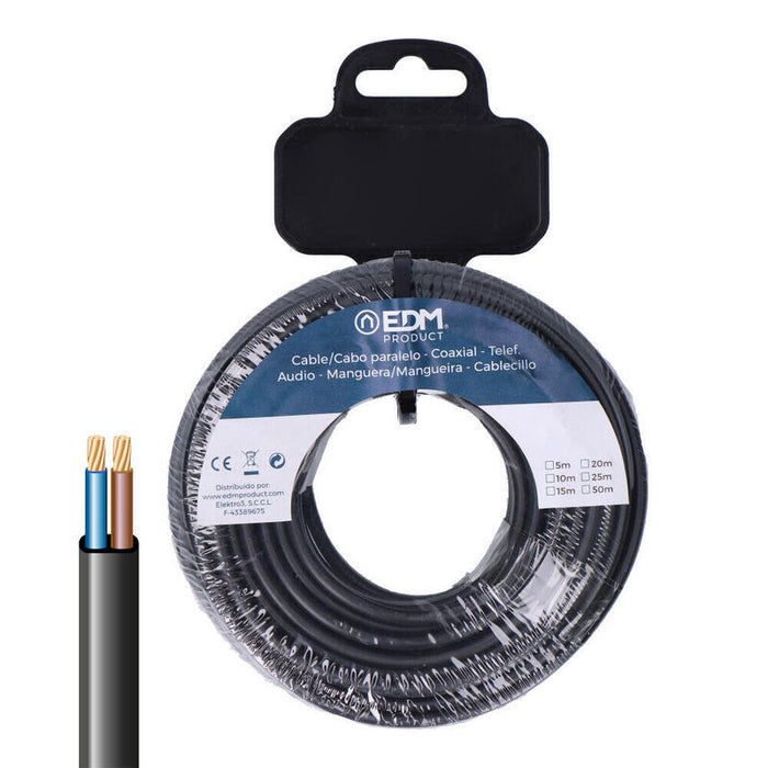 Pack De 2 Unidades - Carrete Manguera Plana H03vv-F 2 X 0,75 Mm² Negra, 5 M