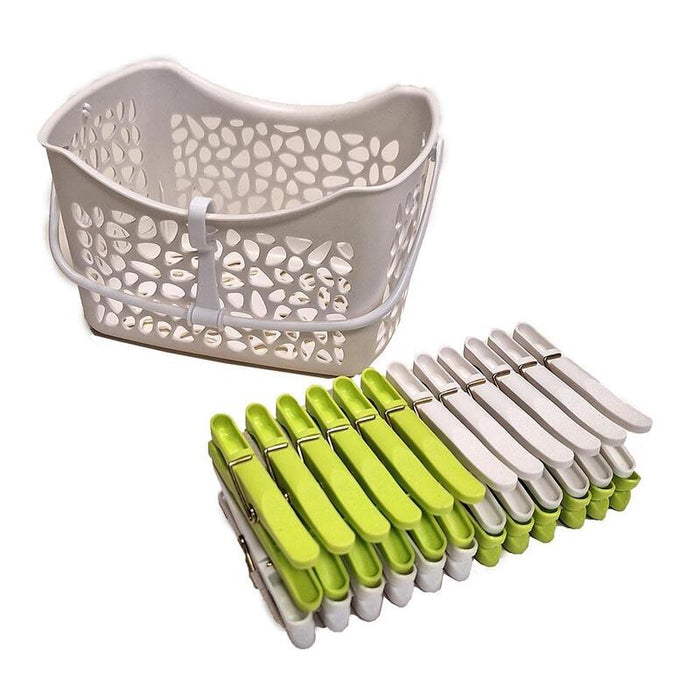 Pack De 2 Unidades - Cesto Rigido Con 24 Pinzas 22 X 13 X 12 Cm