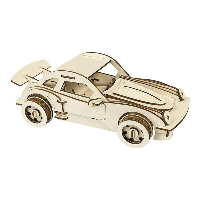 Pack De 2 Unidades - Coche Deportivo Alemán De Madera 3d Para Construir, Corte Láser