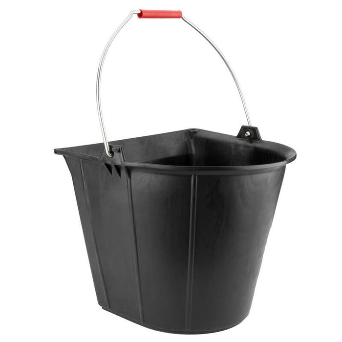 Pack De 2 Unidades - Cubo Industrial Plano 13 L De Caucho Sintético Negro, Con Asa Metálica.