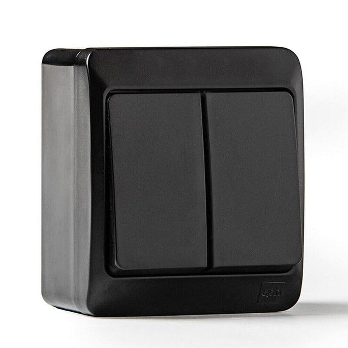 Pack De 2 Unidades - Doble Conmutador Estanco Ip44, 16a 250 V, Negro