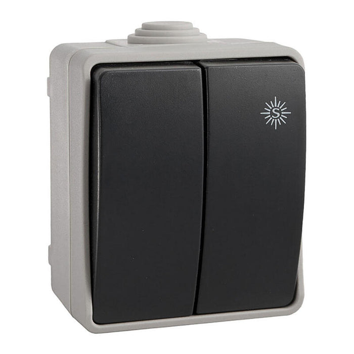 Pack De 2 Unidades - Doble Conmutador / Interruptor Estanco 10ax 250v~. Ip54 Solera