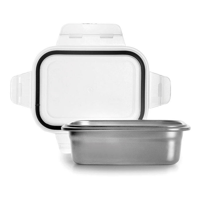 Pack De 2 Unidades - Fiambrera Rectangular De Acero Inoxidable Con Tapa Hermética De Plástico; 400 Ml
