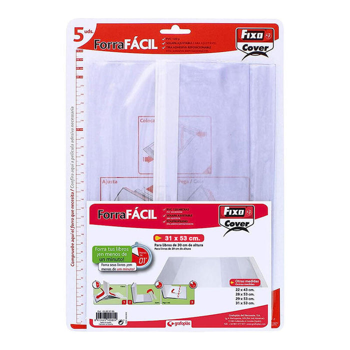 Pack De 2 Unidades - Forros Para Libros Ajustables De Pvc Transparente 310 X 530 Mm, 5 Uds