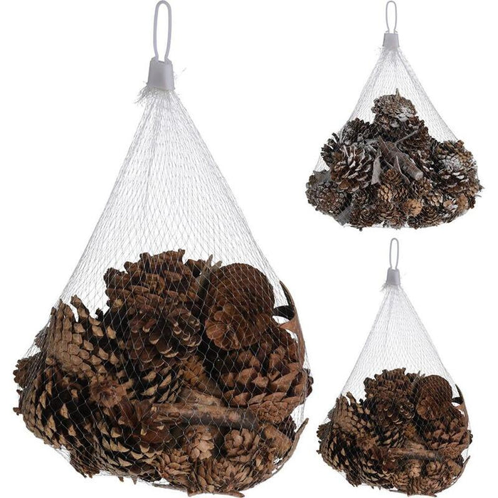Pack De 2 Unidades - Malla Piñas Para Decorar, 2 Modelos, Nevadas Y Sin Nevar. Basics