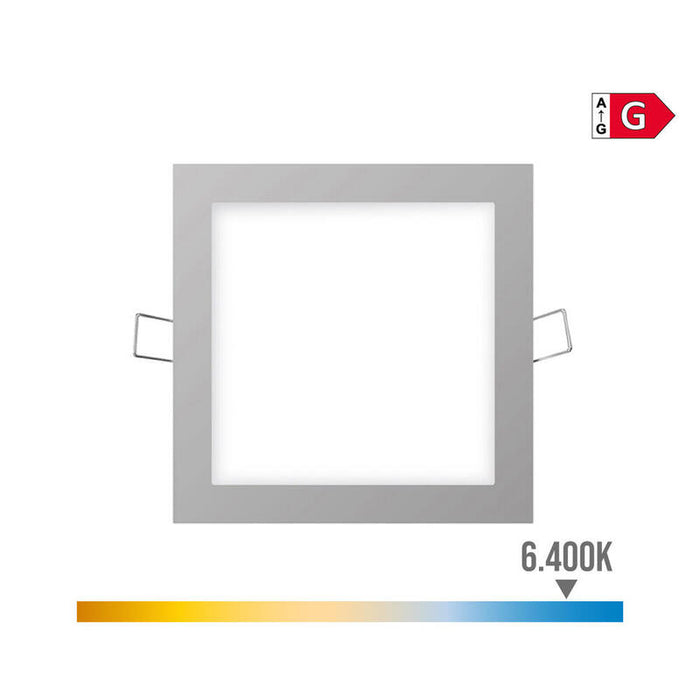 Pack De 2 Unidades - Mini Downlight Led Empotrable Cuadrado 6w 6400k Luz Fria. Color Cromo 11,7x11,7cm Edm