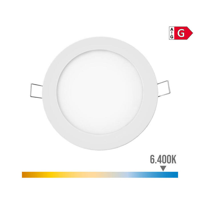 Pack De 2 Unidades - Mini Downlight Led Empotrable Redondo 6w 6400k Luz Fria. Color Blanco Ø11,7cm Edm