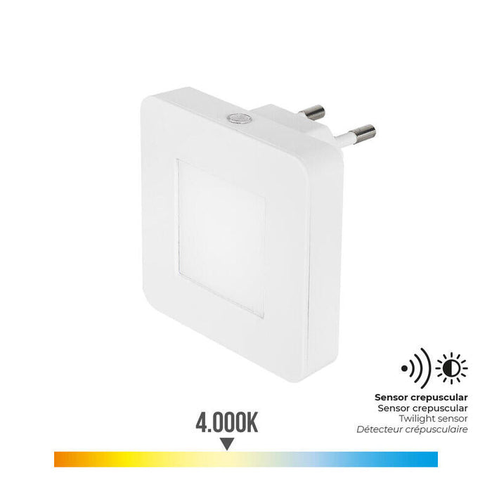 Pack De 2 Unidades - Piloto Noche Led 0,5w 5lm 4000k Luz Dia Cuadrado 6,5x4,5x6,5cm Edm