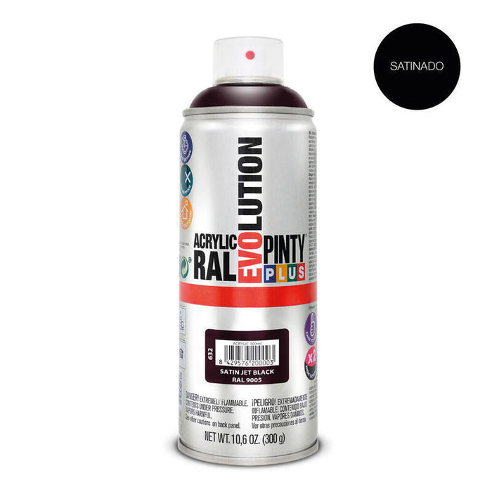 Pack De 2 Unidades - Pintura En Spray Pintyplus Evolution 520cc Ral 9005 Negro Intenso Satinado