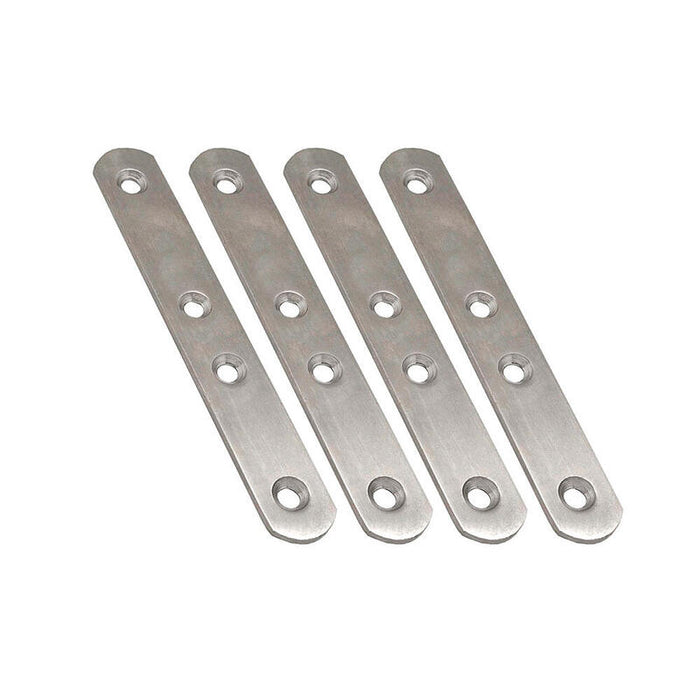 Pack De 2 Unidades - Placa Recta Unión Plc14, Acero Inoxidable, 120 X 19 X 2 Mm. 4 Unidades
