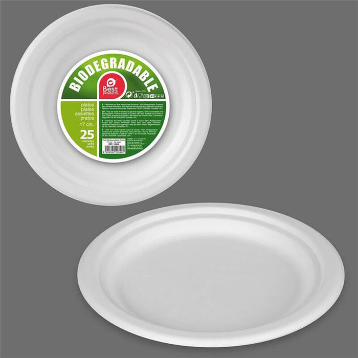 Pack De 2 Unidades - Platos De Cartón Redondos De Postre Blancos Ø17 Cm, 25 Uds
