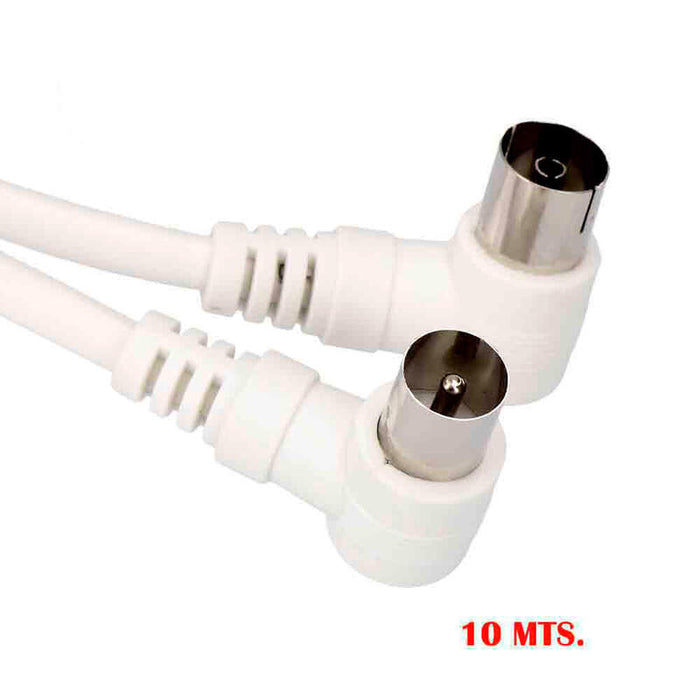 Pack De 2 Unidades - Prolongación Tv Acodada 9,5 Mm 10m Envasada Blanca