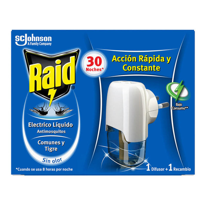 Pack De 2 Unidades - Raid Eléctrico Líquido 1 Difusor+1 Recambio Para 30 Noches